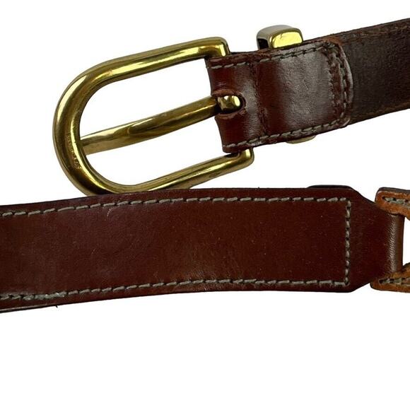 Fossil Womens Leather Brown Tan Gold Tone Buckle Adjustable 1.25" Wide x 26-32" - Picture 10 of 16